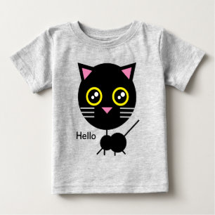 Bebé Camiseta de gato negro geométrico