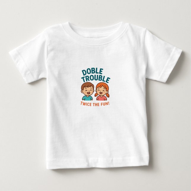 Bebé Camiseta de Gemelos Doble Problema – Regalo Divert (Anverso)