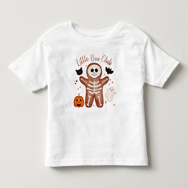 Bebé Camiseta de Halloween adorable de esqueleto de pan (Anverso)