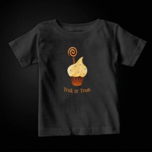 Bebé Camiseta de Halloween con Cupcake Naranja y Texto