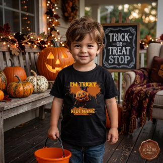 Bebé Camiseta de Halloween con nombre de niño de calaba