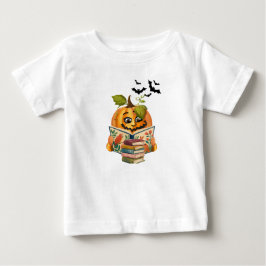 Bebé Camiseta de Halloween de calabaza linda leyendo li