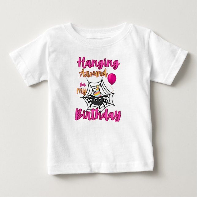 Bebé Camiseta de Halloween de cumpleaños con araña alre (Anverso)