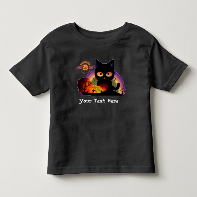 Bebé Camiseta de Halloween de Gato Negro (Anverso)