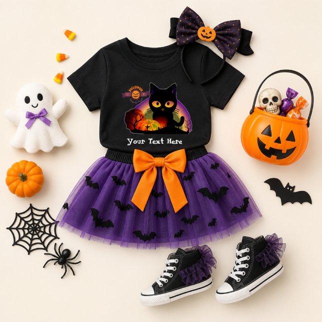 Bebé Camiseta de Halloween de Gato Negro (Subido por el creador)