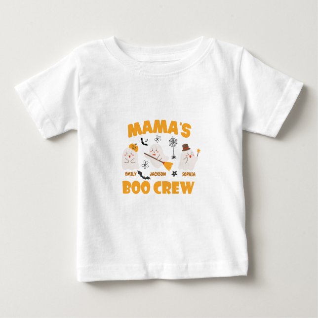 Bebé Camiseta de Halloween de Mama's Boo Crew (Anverso)