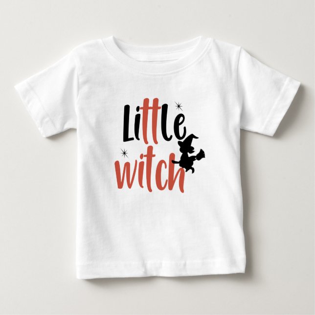 Bebé camiseta de halloween para bebé, bruja pequeña (Anverso)