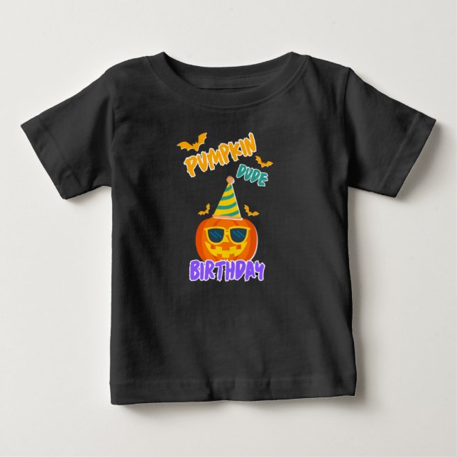 Bebé Camiseta de Halloween para cumpleaños de Pumpkin D (Anverso)