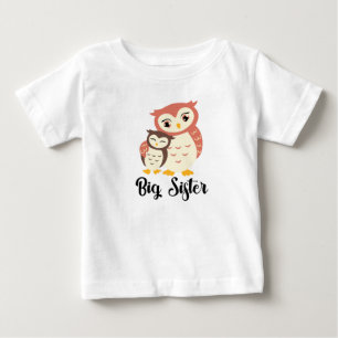 Bebé Camiseta de hermana mayor búho lindo para niñas