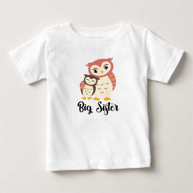 Bebé Camiseta de hermana mayor búho lindo para niñas (Anverso)