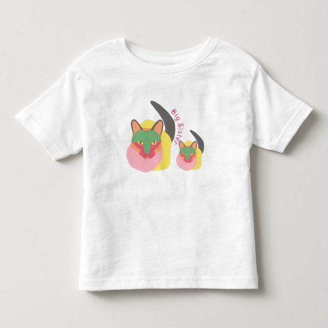 Bebé Camiseta de Hermana Mayor - Tema de Gato (Anverso)