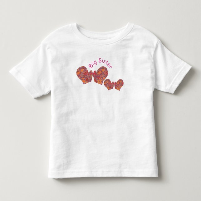 Bebé Camiseta de Hermana Mayor - Tema de Mitones (Anverso)