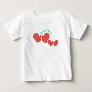 Bebé Camiseta de Hermana Mayor - Tema de Mitones Rojos