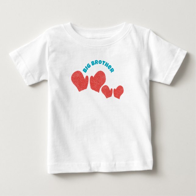 Bebé Camiseta de Hermano Mayor - Tema de Mitones Rojos (Anverso)
