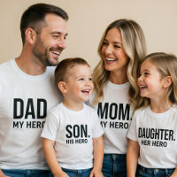 Camiseta de hija su héroe a juego con papá e hija