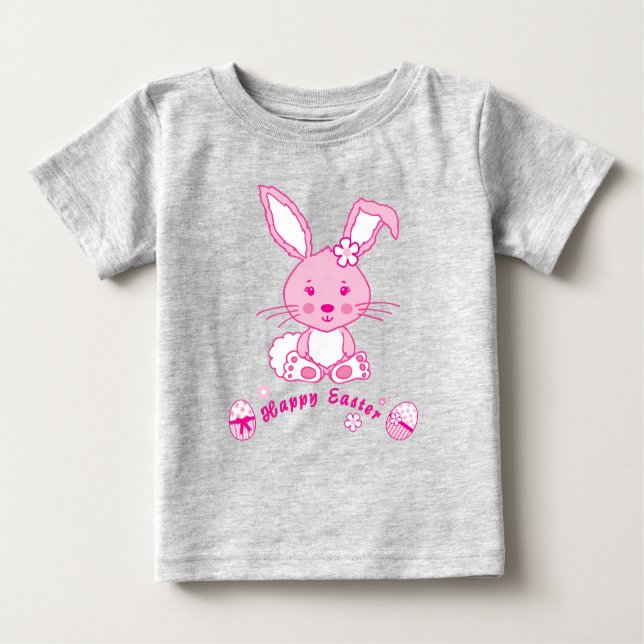 Bebé Camiseta de huevos de conejo de pascua feliz (Anverso)