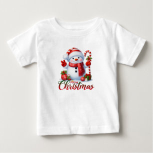 Bebé Camiseta de ilustración de muñeco de nieve adorabl