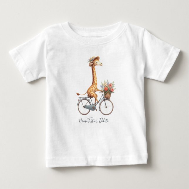 Bebé Camiseta de jirafa en bicicleta Bicycle (Anverso)