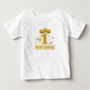 Bebé camiseta de la primera carta de oro de los bithday