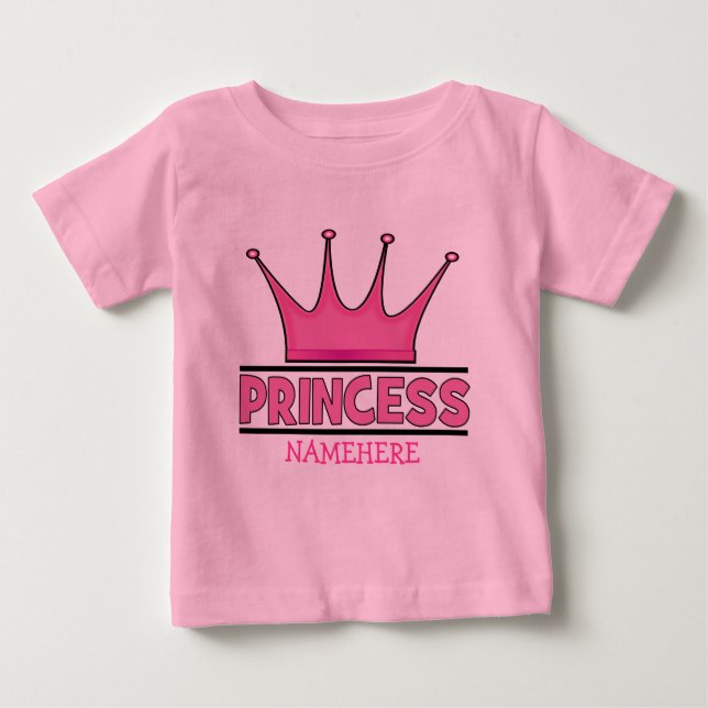 Bebé Camiseta de la princesa rosa personalizado (Anverso)