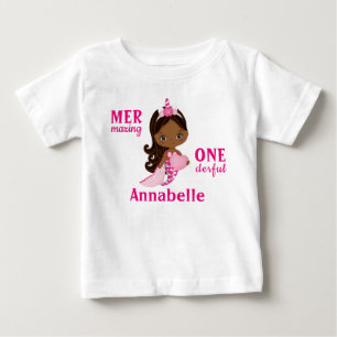 Bebé Camiseta de la sirena afroamericana de unicornio