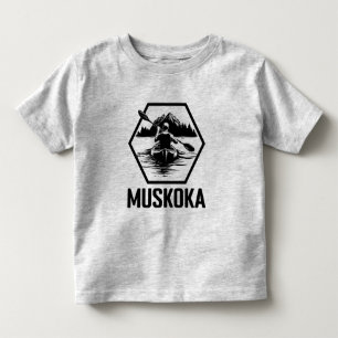 Bebé Camiseta de manga corta Muskoka Ontario Kayaker -