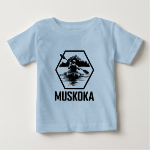 Bebé Camiseta de manga corta Muskoka Ontario Kayaker -