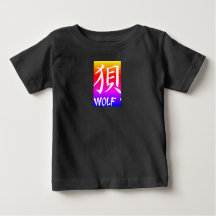 camiseta de manga de lobo raglan de kanji para niñ