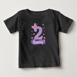 Bebé Camiseta de mariposa para cumpleaños número 2 de n