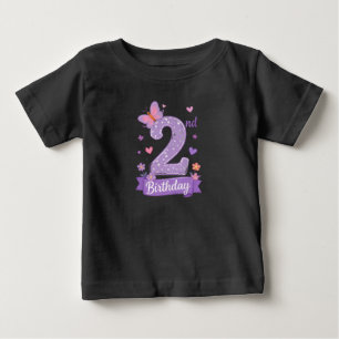 Bebé Camiseta de mariposa para cumpleaños número 2 de n