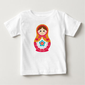 Bebé Camiseta de Matryoshka - rojo y naranja