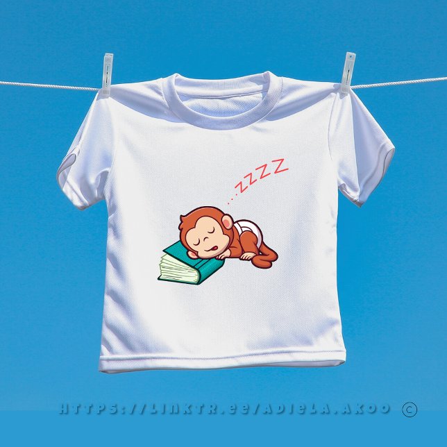 Bebé Camiseta de mono durmiente / traje de cuerpo de Ad (Six baby monkeys sitting on a wall tshirt from the delightful book by Adiela Akoo! GET both and more)