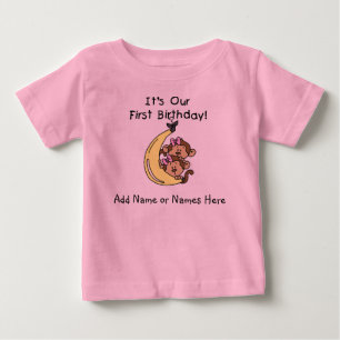 Bebé Camiseta de mono personalizada para Chicas gemelos