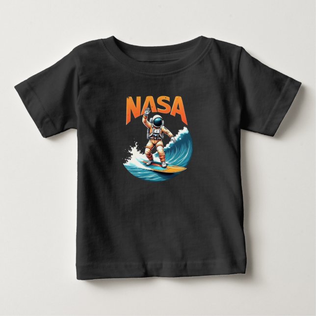 Bebé Camiseta de NASA Astronauta Soñando con Surfear (Anverso)