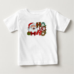 Bebé Camiseta de Navidad con Cara Sonriente de Santa Ho