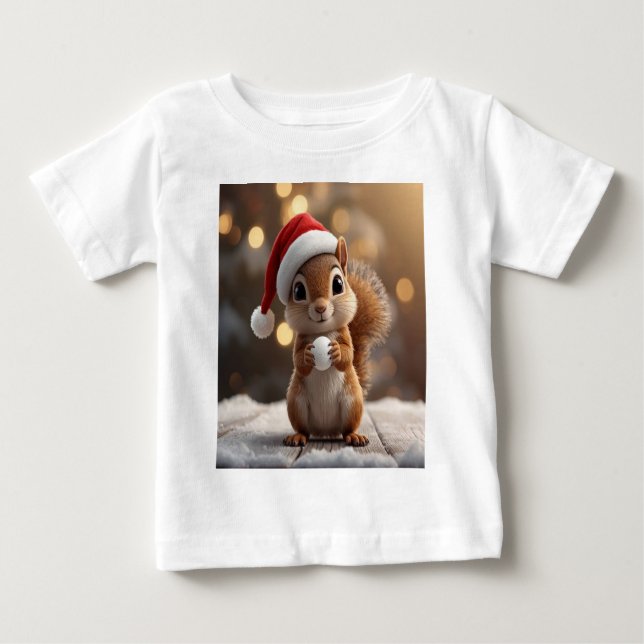 Bebé Camiseta de Navidad de Ardilla Linda para Niñas (Anverso)
