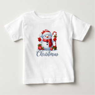 Bebé Camiseta de Navidad de Muñeco de Nieve Sonriente c