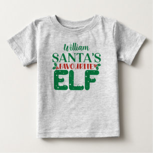Bebé Camiseta de Navidad el elfo favorito de Santa. Nom