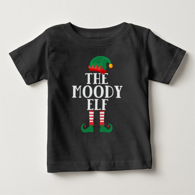 Bebé Camiseta de Navidades divertidos de Moody Elf (Anverso)