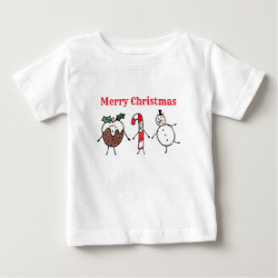 Bebé Camiseta de navidades Pudding, Snowman y Candy Can
