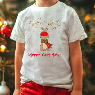 Bebé Camiseta de nieve de reno de nariz roja