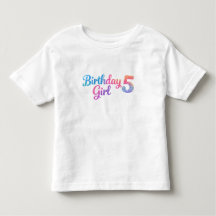 Camiseta de niña de cumpleaños con brillo 5 niños