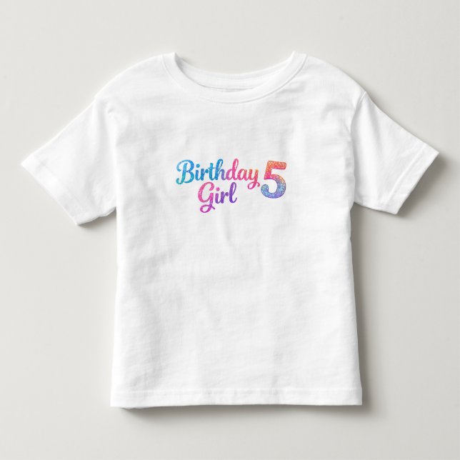 Bebé Camiseta de niña de cumpleaños con brillo 5 niños (Anverso)