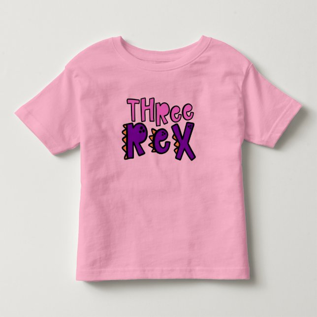 Bebé Camiseta de niña de tres años de cumpleaños Rex (Anverso)