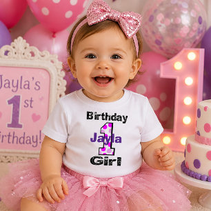 Bebé Camiseta de niña en su primer cumpleaños Lunares U