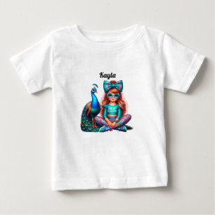 Bebé Camiseta de niña pavo real