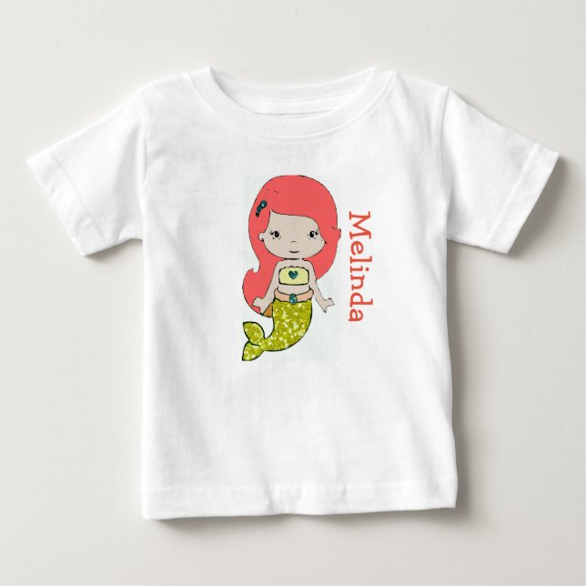 Bebé Camiseta de niña personalizada de sirena (Anverso)