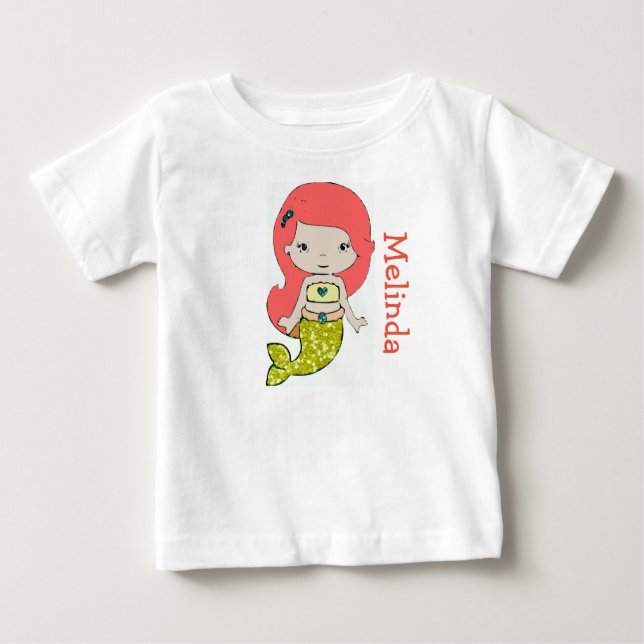 Bebé Camiseta de niña personalizada de sirena (Anverso)