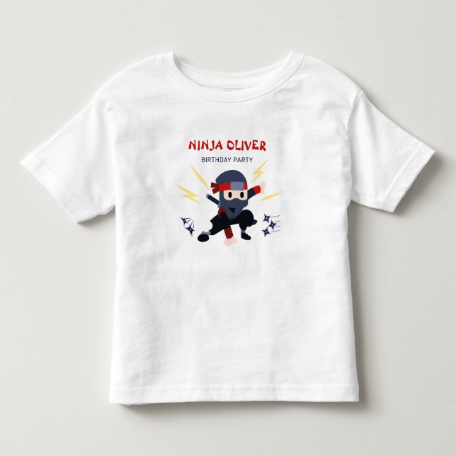 Bebé Camiseta de Ninja Karate de Cumpleaños para Niños  (Anverso)