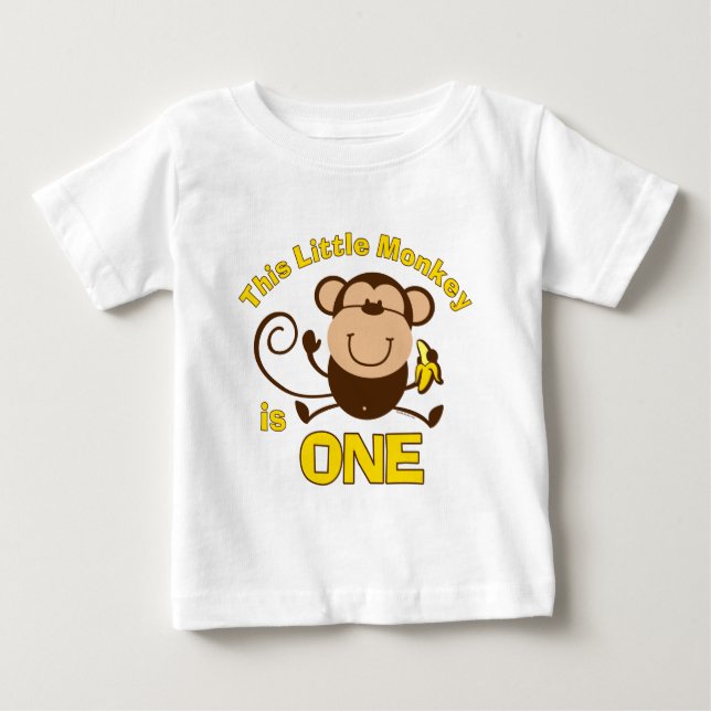 Bebé Camiseta de niño de cumpleaños de pequeño mono (Anverso)